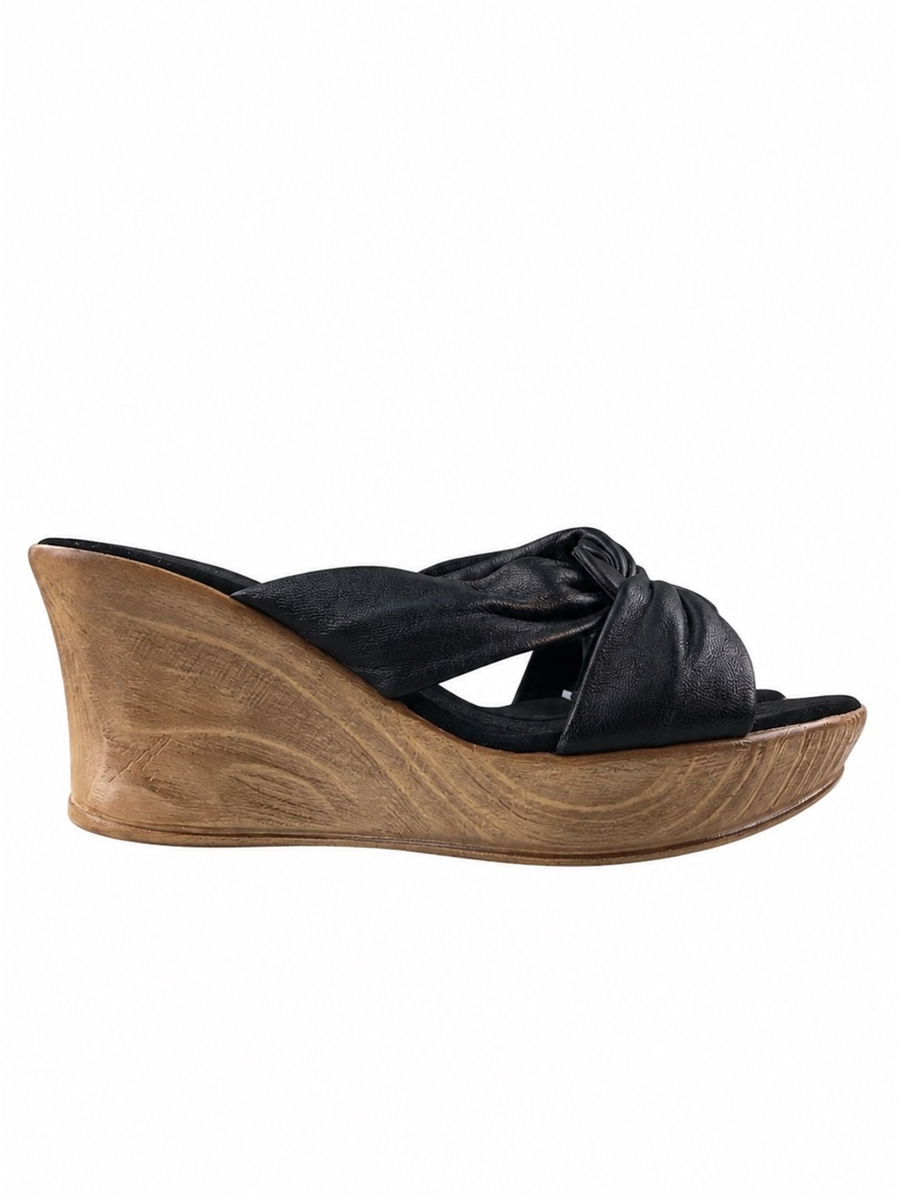 Onex Black Sandals Wedge Heels Women’s Leather Size 8